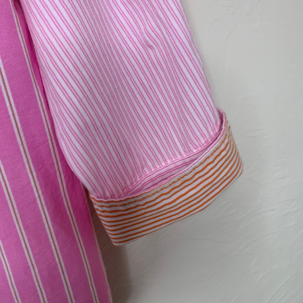 Zara Colorblock Striped Shirt Sz Small Pink Orange White - Picture 10 of 11
